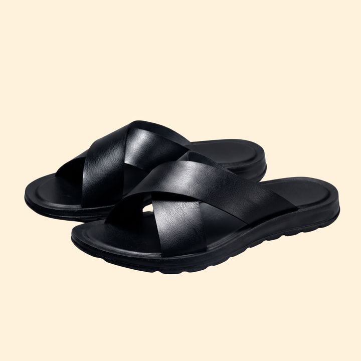 Men’s Leather Sandals with Contoured Footbed