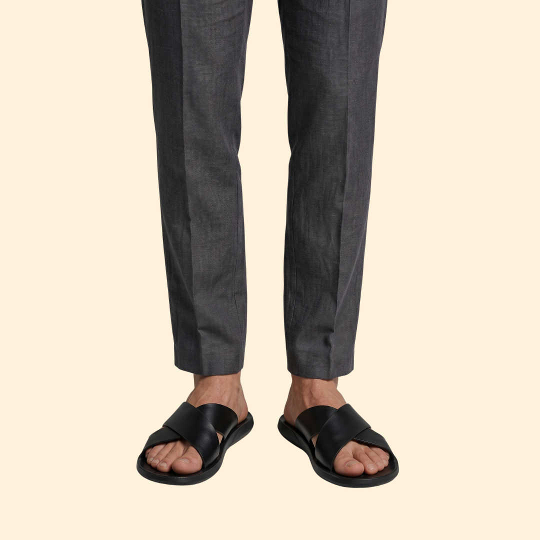 Men’s Leather Sandals with Crisscross Straps