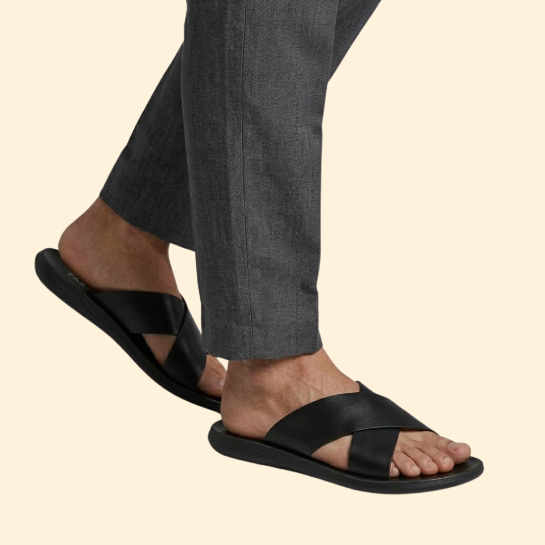 Men’s Leather Sandals with Crisscross Straps