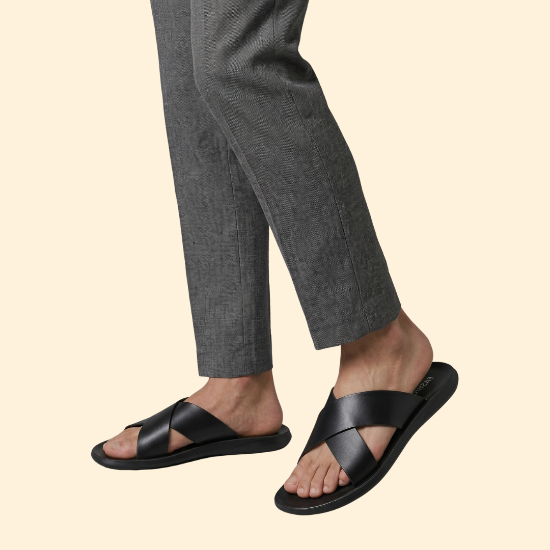 Men’s Leather Sandals with Crisscross Straps