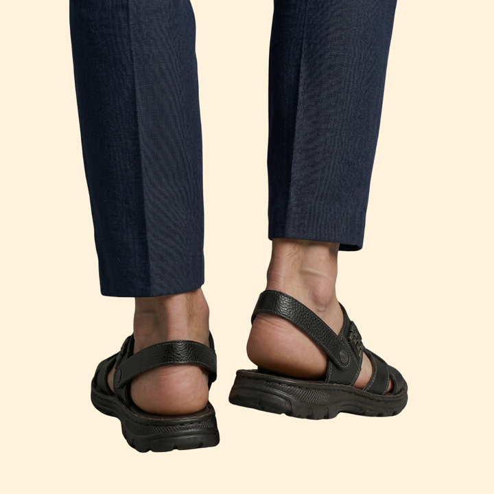 Men's Leather Sandals with Crisscross Straps