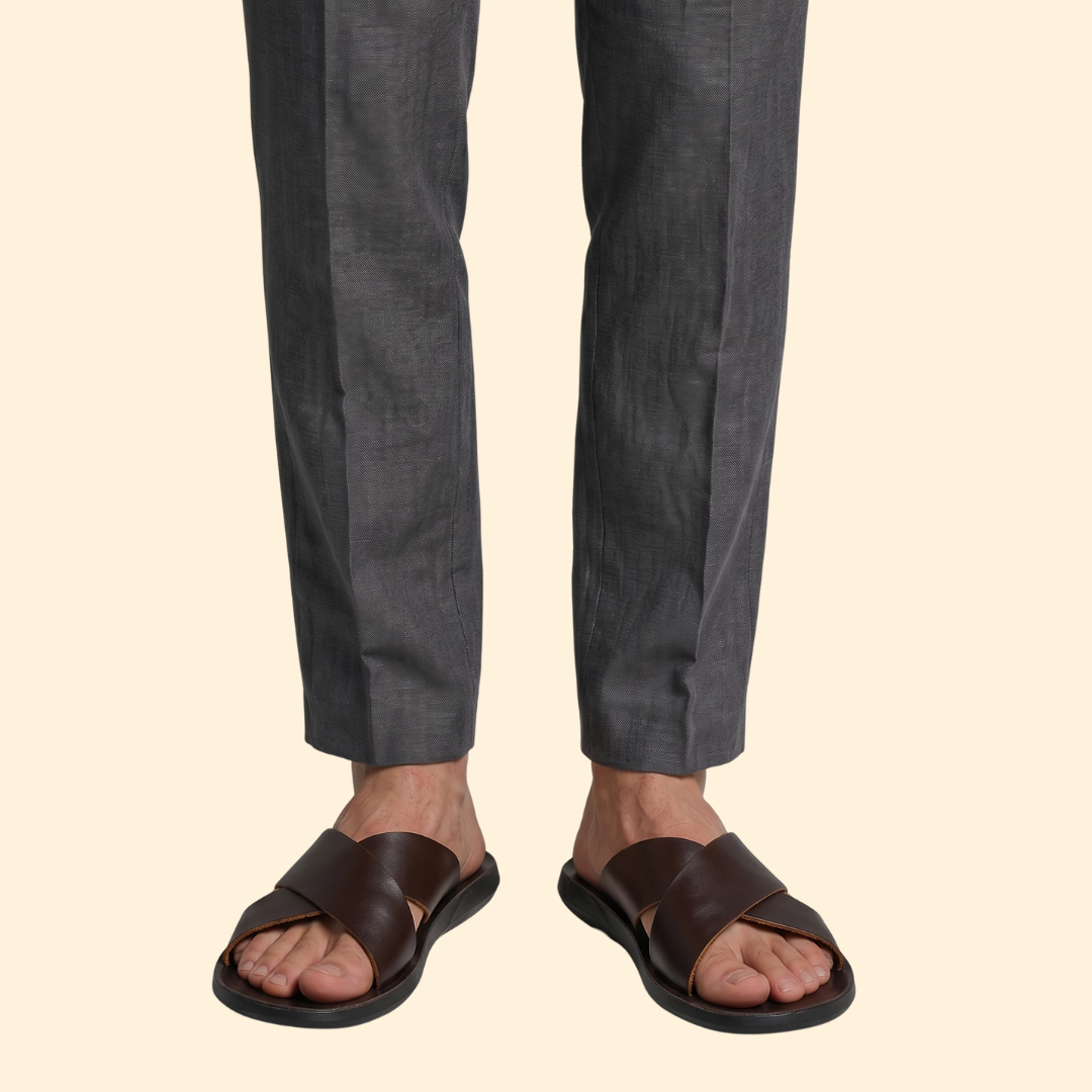 Men’s Leather Sandals with Crisscross Straps