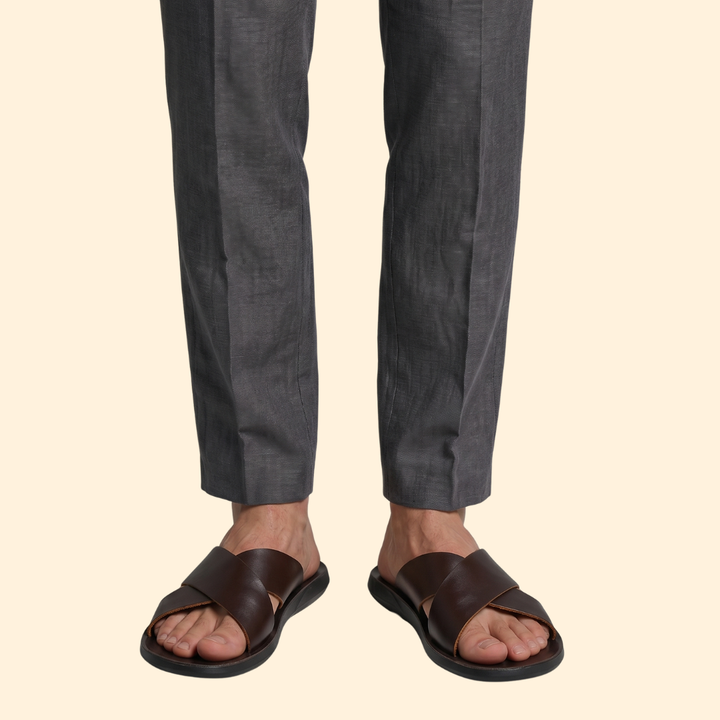 Men’s Leather Sandals with Crisscross Straps