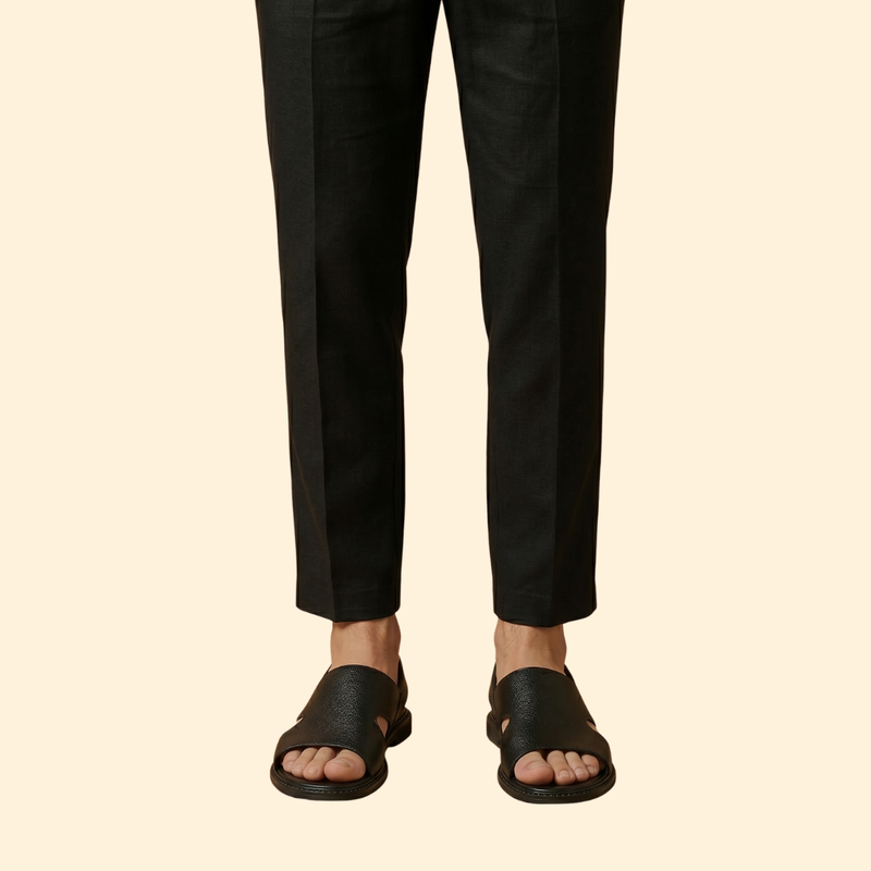 Men's Leather Sandals with Cutouts