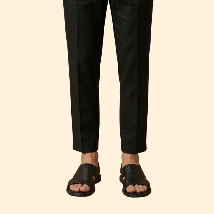 Men's Leather Sandals with Cutouts