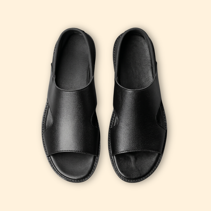 Men's Leather Sandals with Cutouts