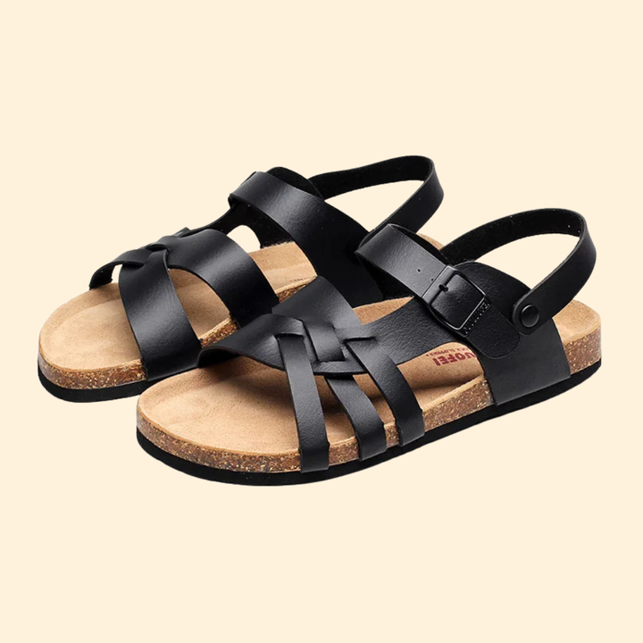 Men's Leather Sandals with Footbed