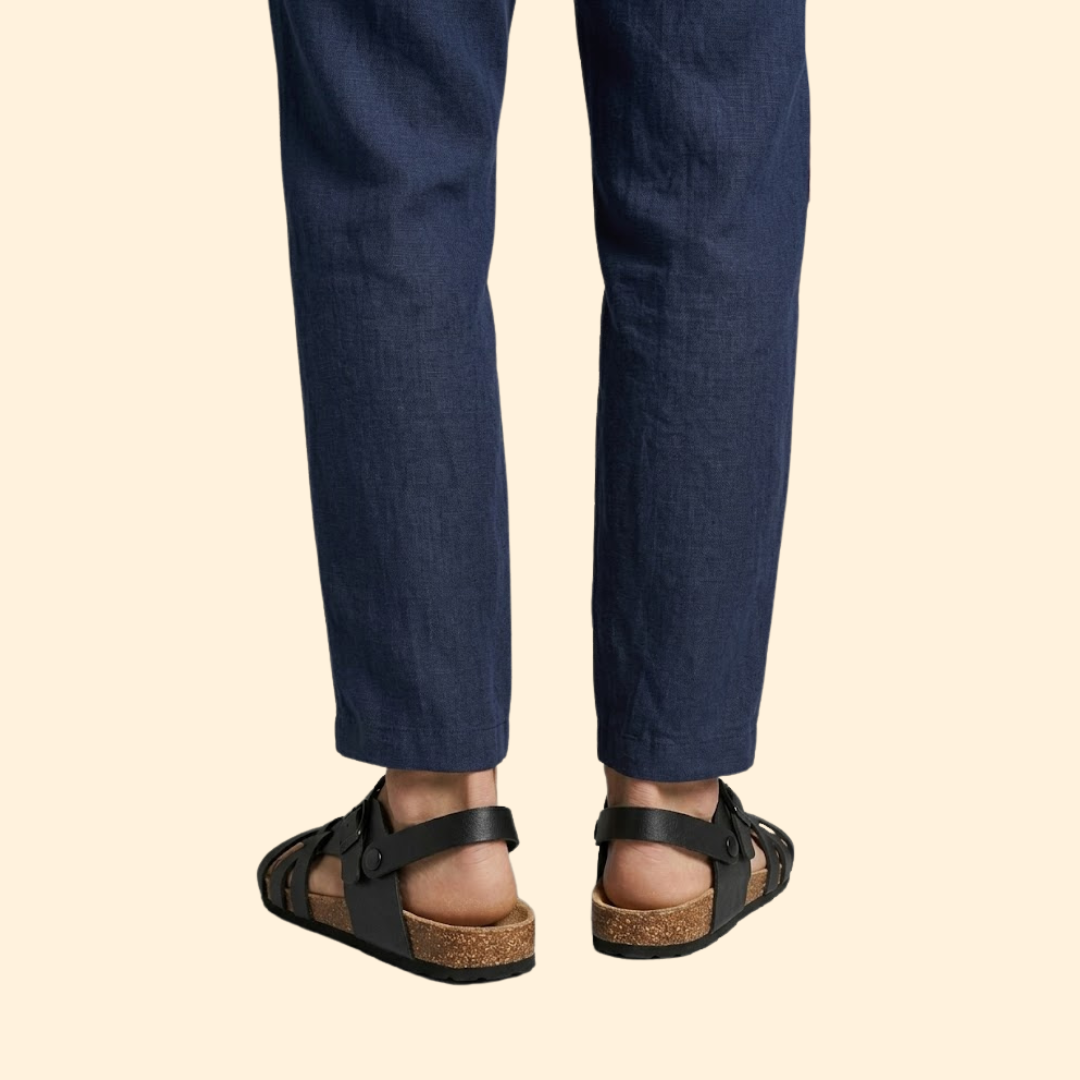 Men's Leather Sandals with Footbed