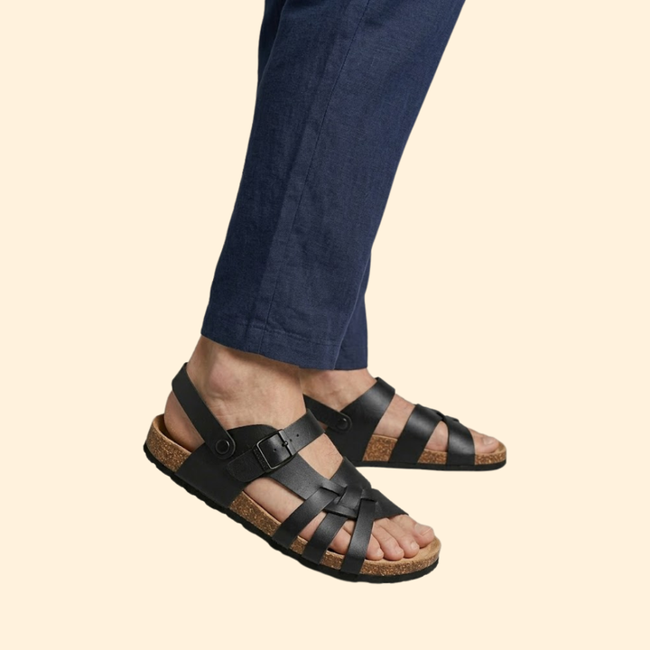 Men's Leather Sandals with Footbed