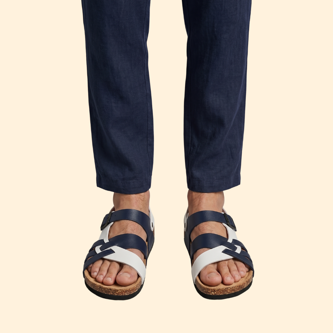 Men's Leather Sandals with Footbed