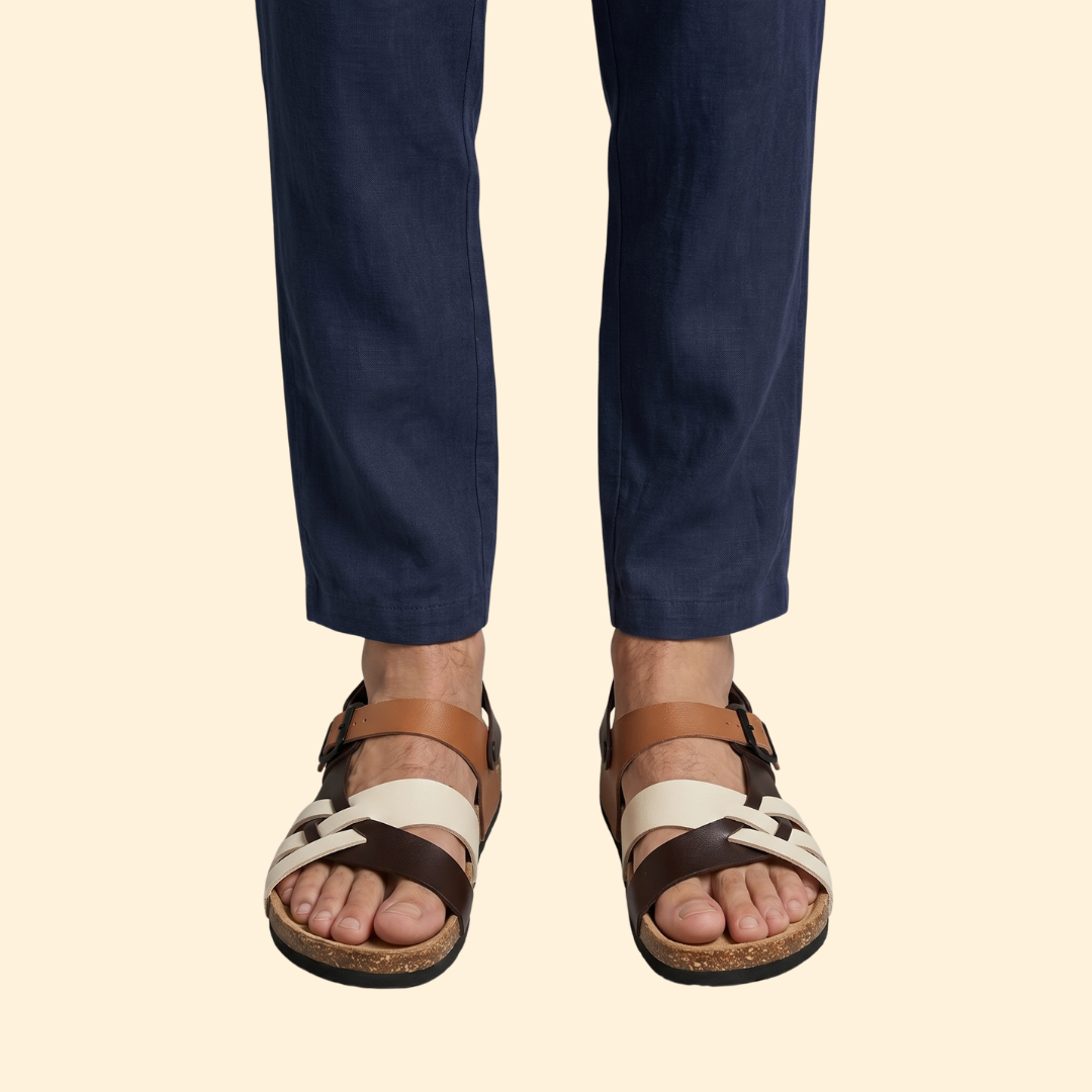 Men's Leather Sandals with Footbed