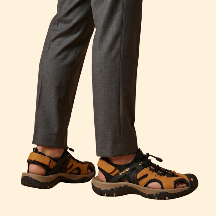 Men's Leather Sandals with Lacing