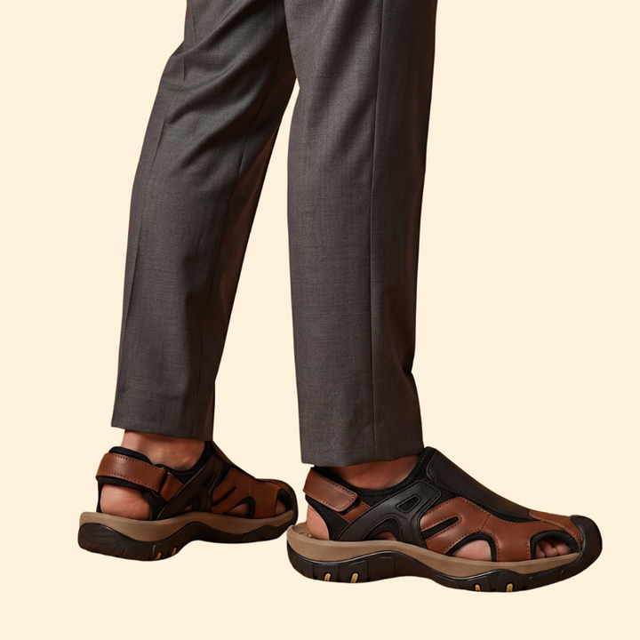 Men's Leather Sandals with Lacing