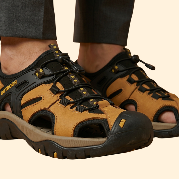 Men's Leather Sandals with Lacing