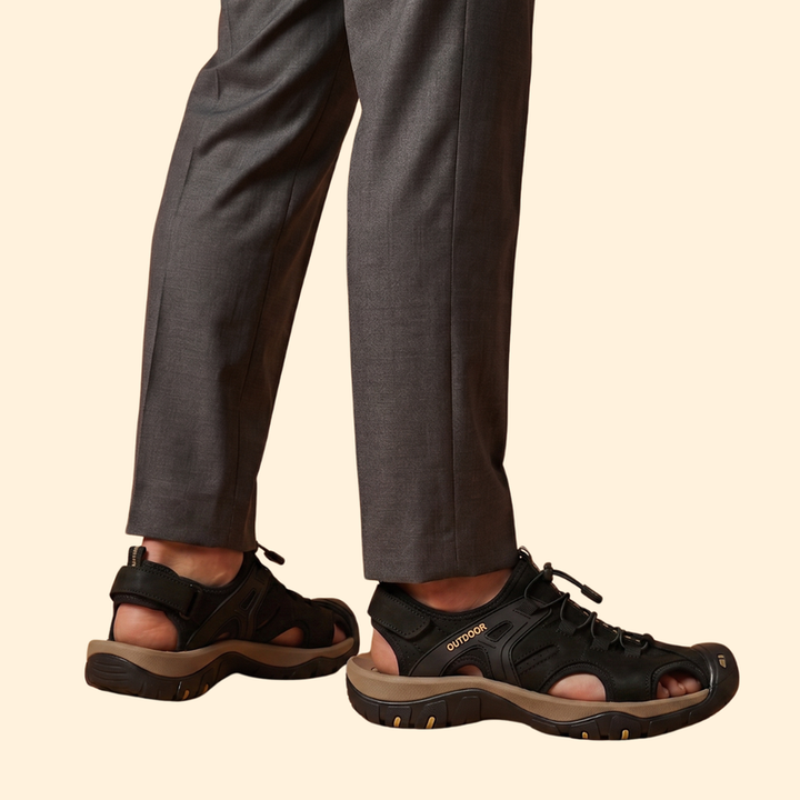 Men's Leather Sandals with Lacing
