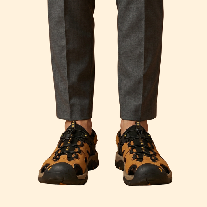 Men's Leather Sandals with Lacing