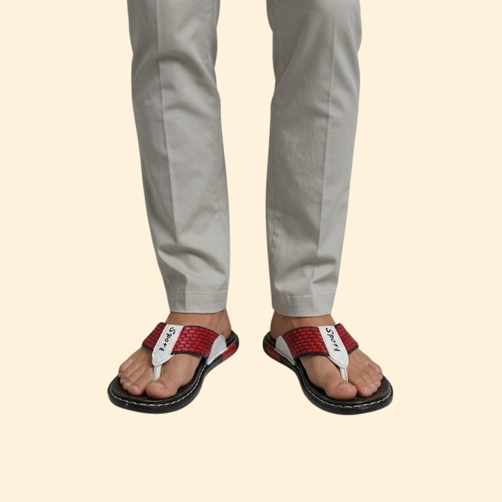 Men’s Leather Sandals with Stitching