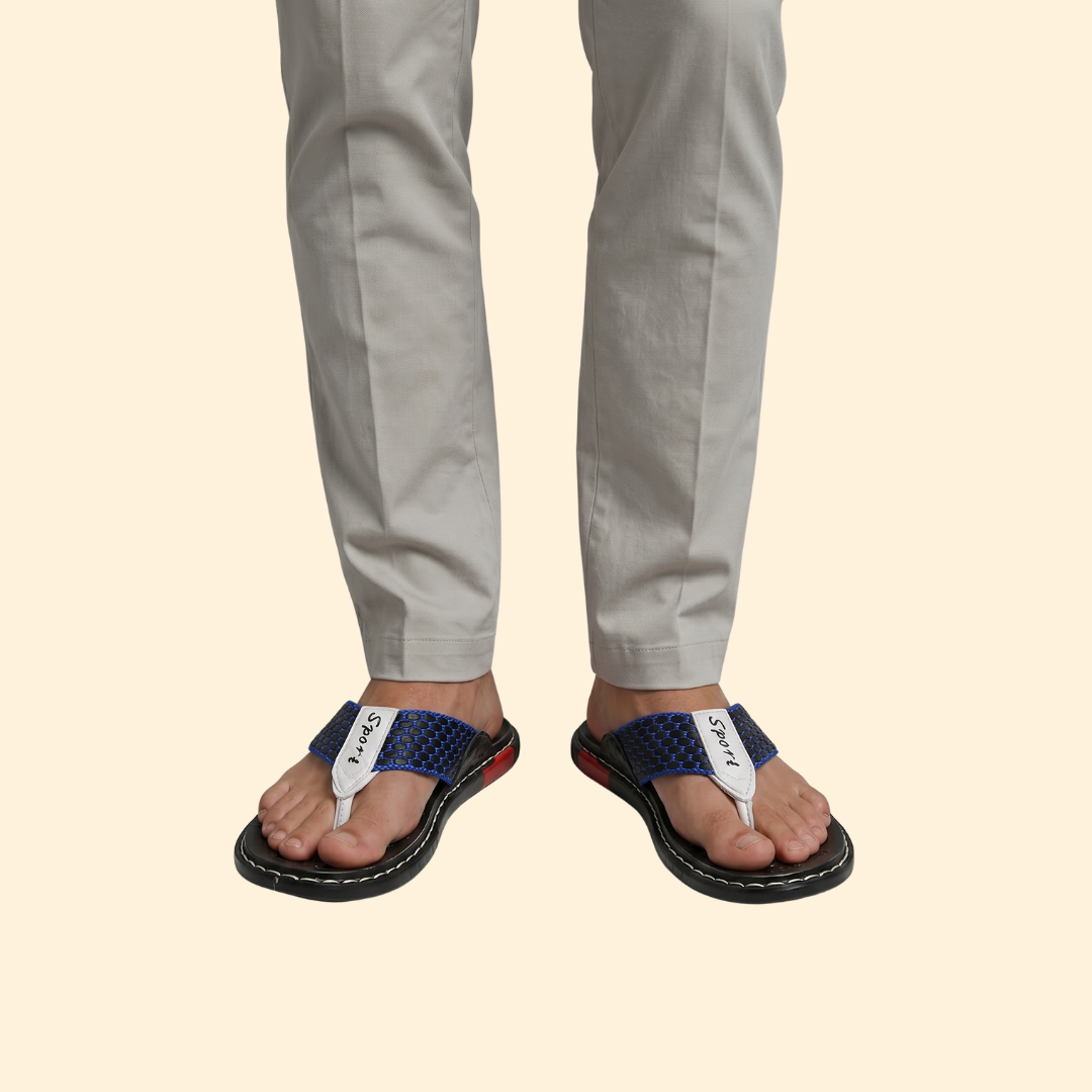 Men’s Leather Sandals with Stitching