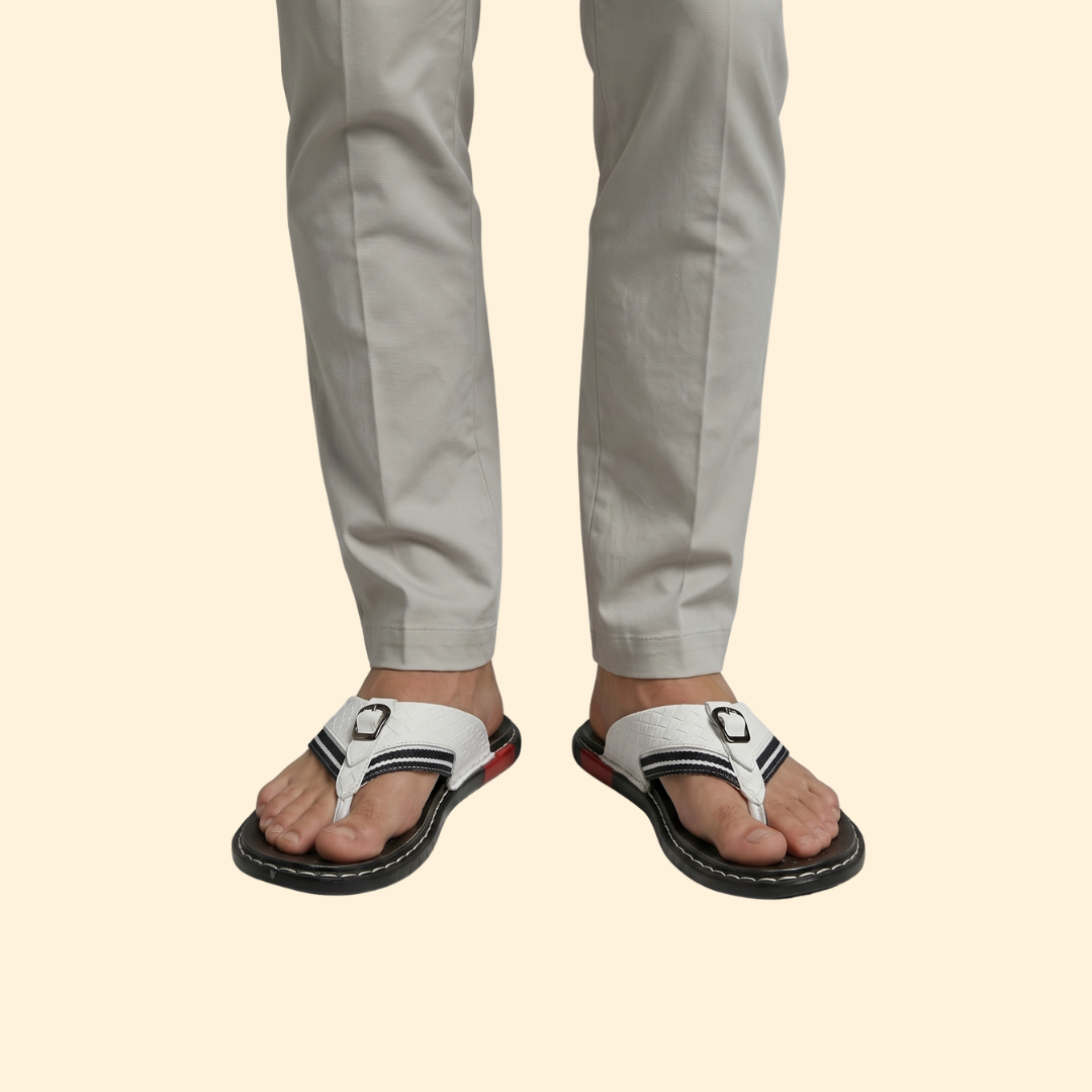 Men’s Leather Sandals with Stitching