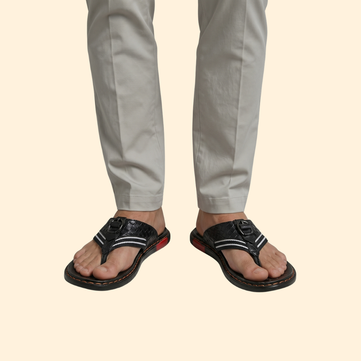 Men’s Leather Sandals with Stitching