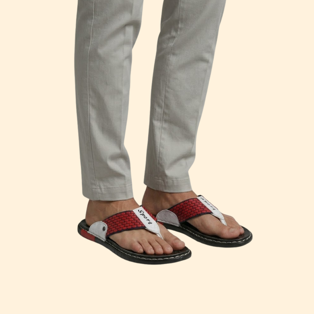 Men’s Leather Sandals with Stitching