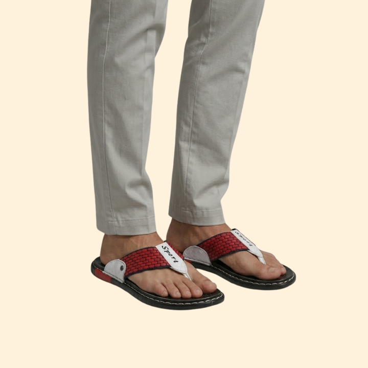Men’s Leather Sandals with Stitching