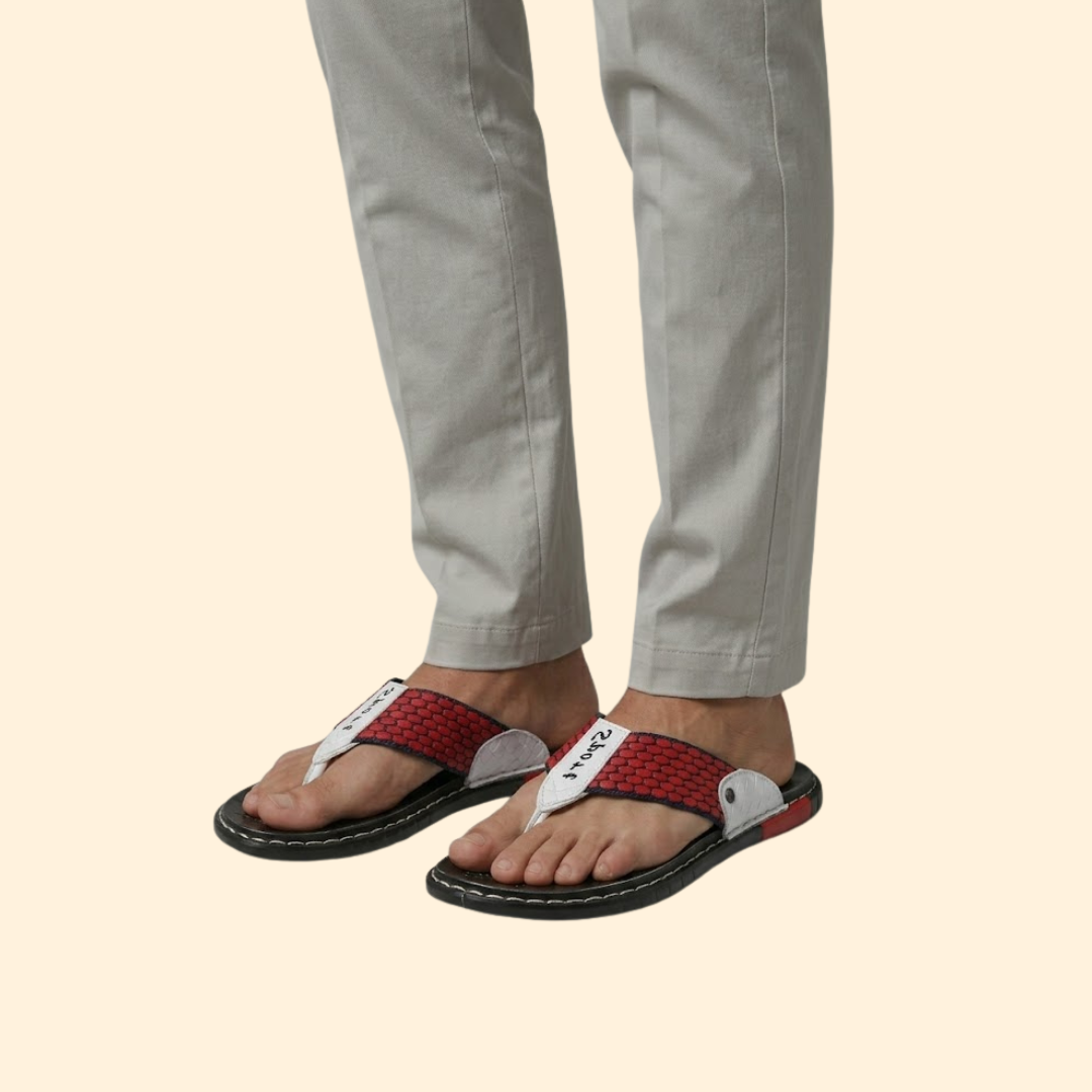 Men’s Leather Sandals with Stitching