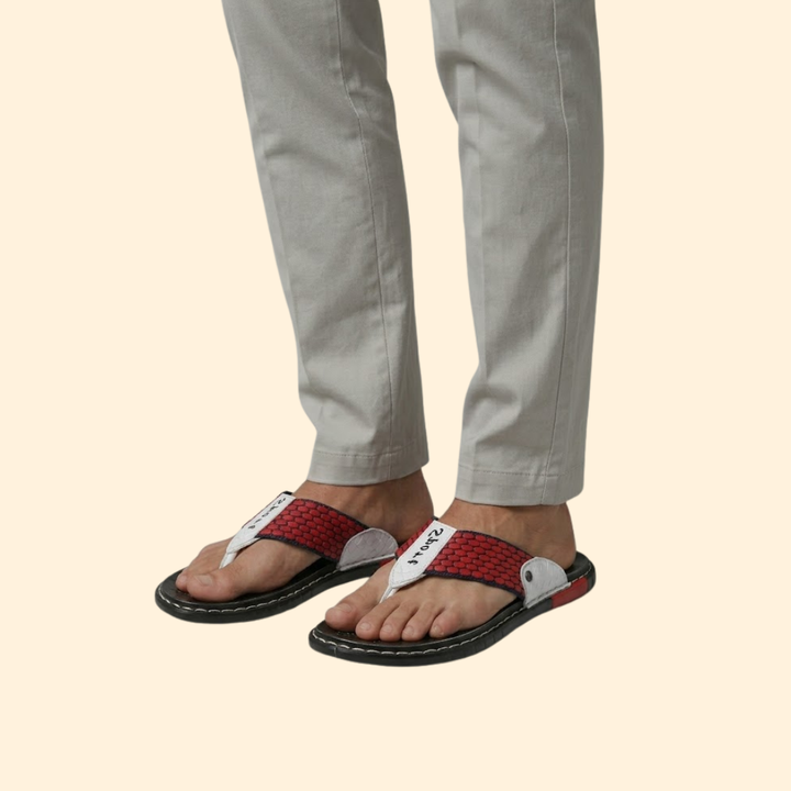 Men’s Leather Sandals with Stitching