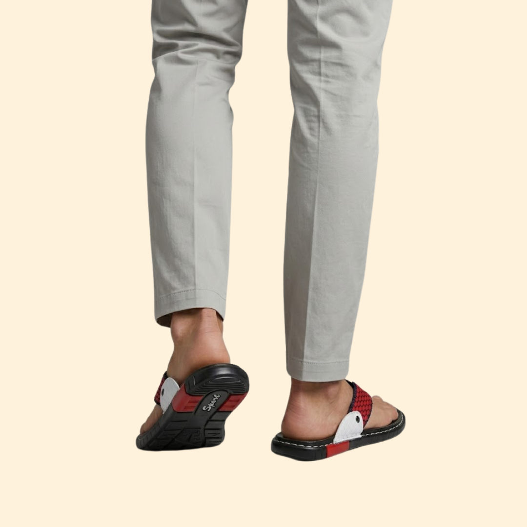 Men’s Leather Sandals with Stitching