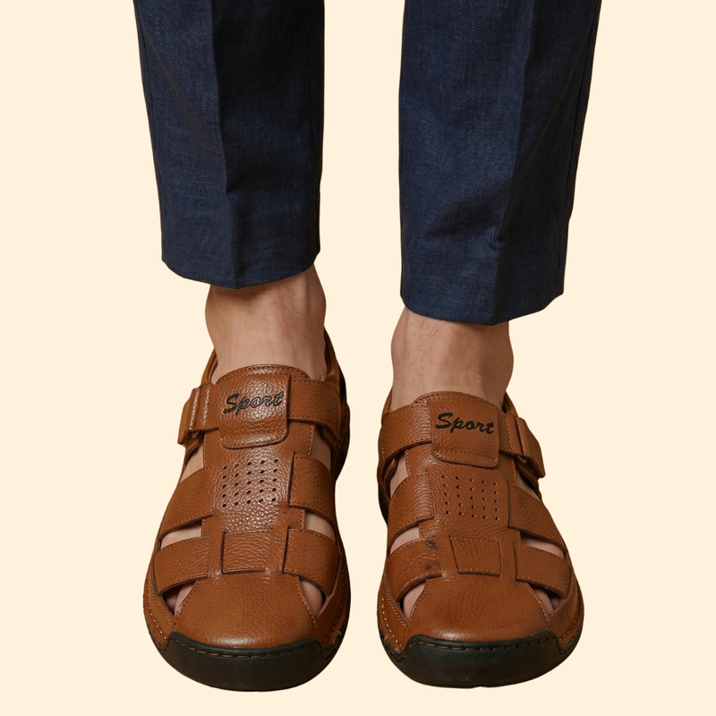 Men's Leather Sandals with Straps