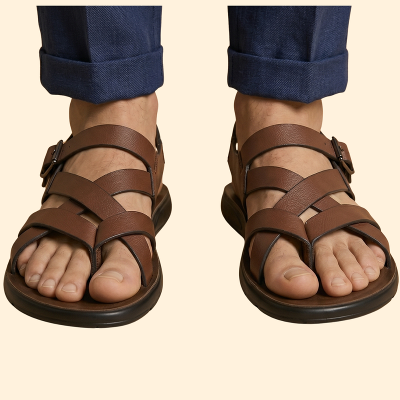 Men's Leather Sandals with Straps