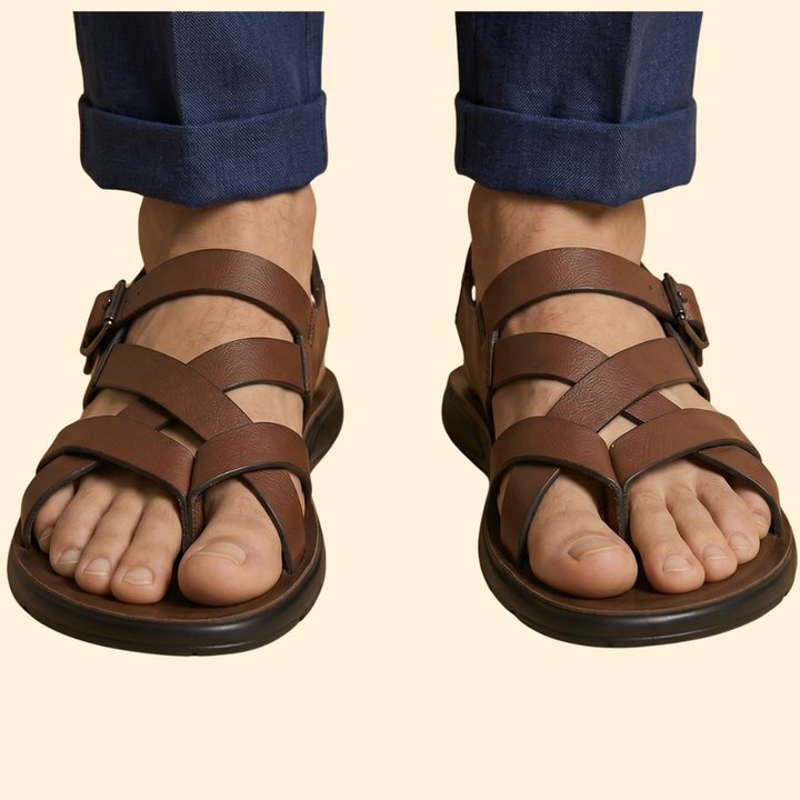 Men's Leather Sandals with Straps