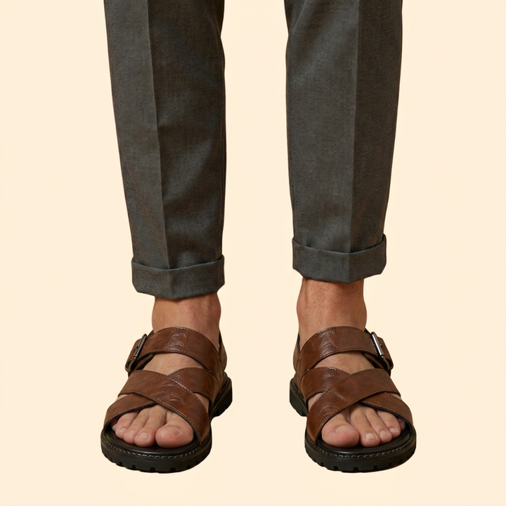 Men's Leather Sandals with Straps