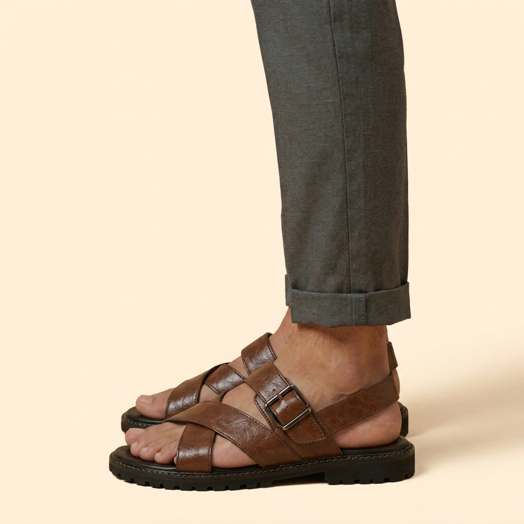 Men's Leather Sandals with Straps