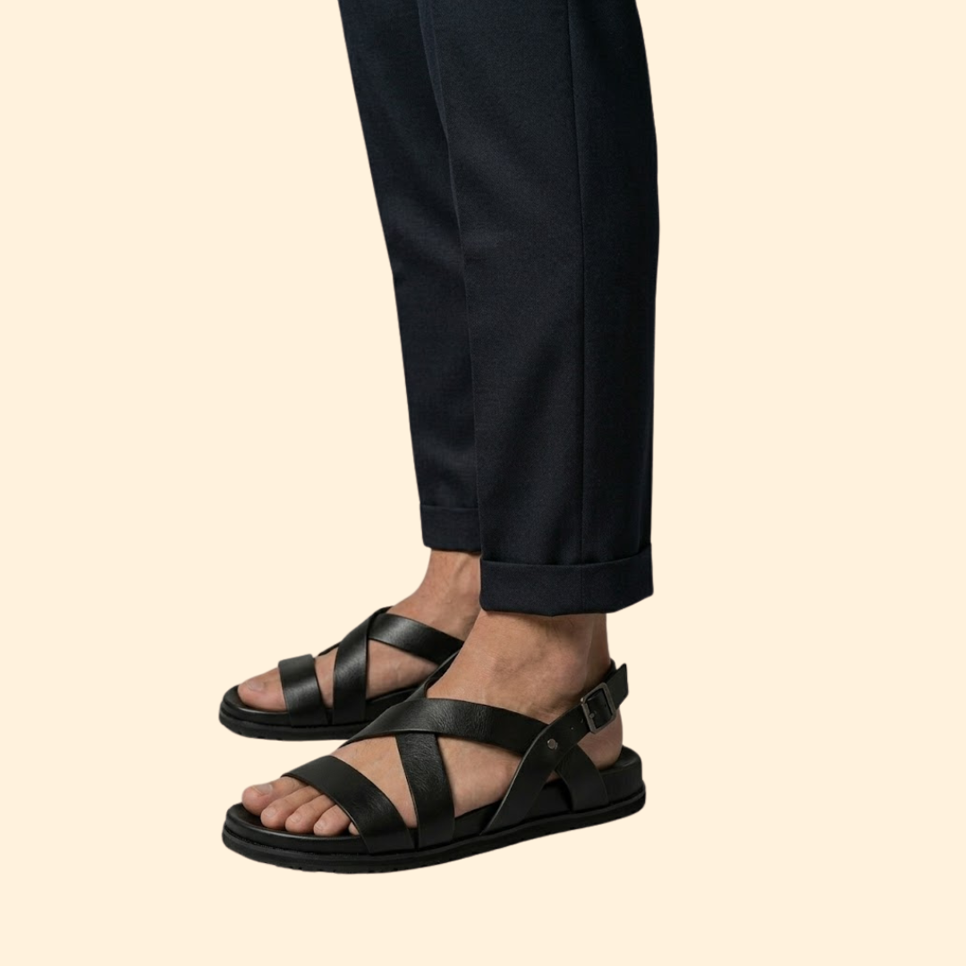 Men's Leather Sandals with Straps