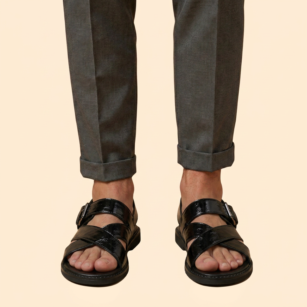 Men's Leather Sandals with Straps