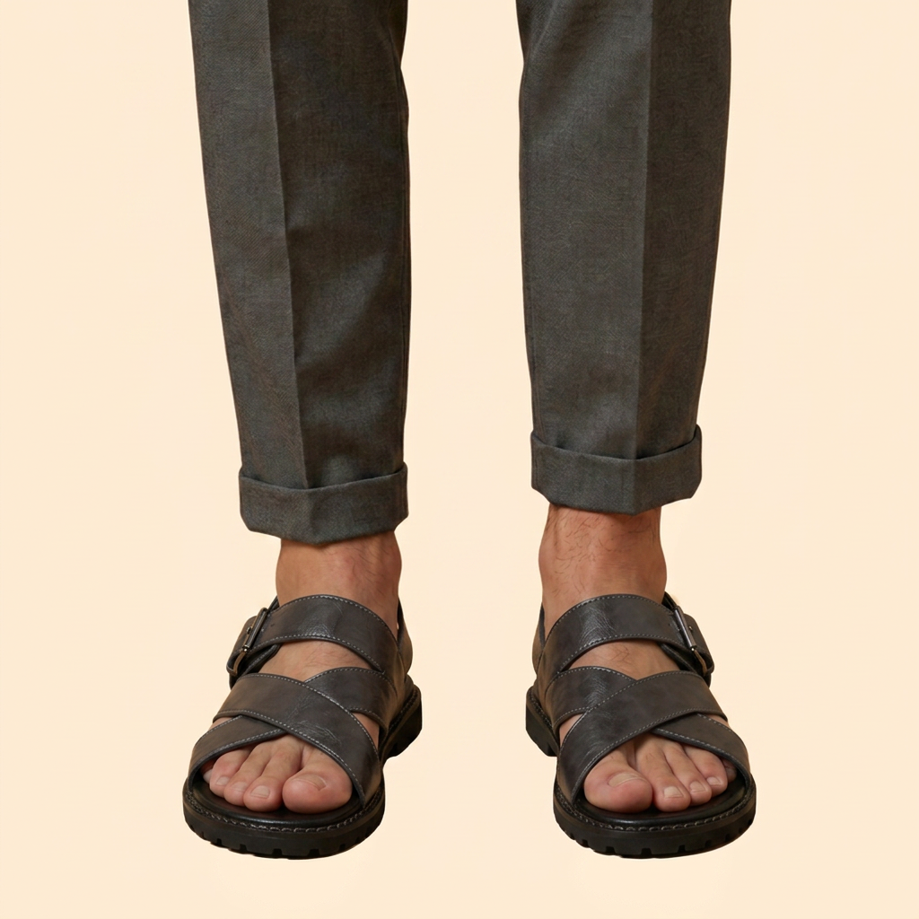 Men's Leather Sandals with Straps