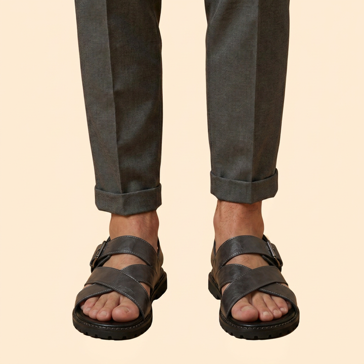 Men's Leather Sandals with Straps