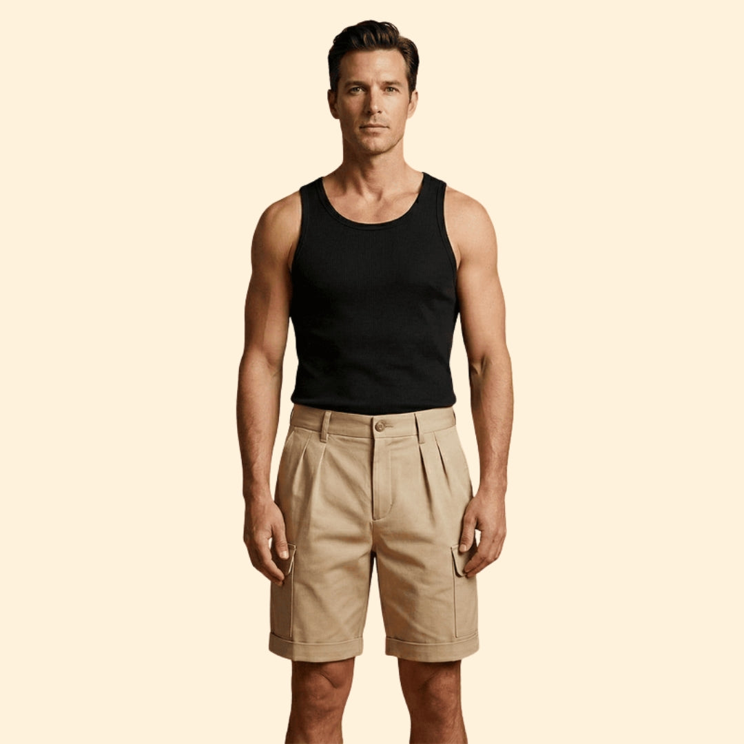 Men's Linen Blend Cargo Shorts with Belt