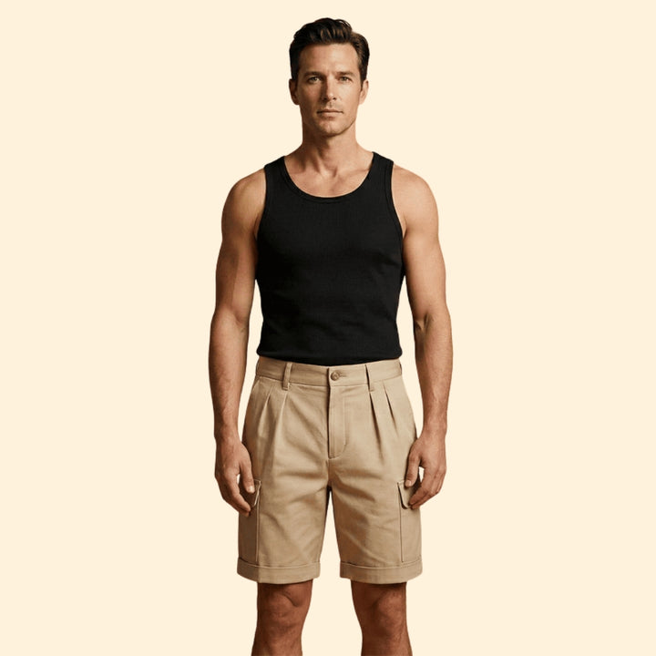 Men's Linen Blend Cargo Shorts with Belt