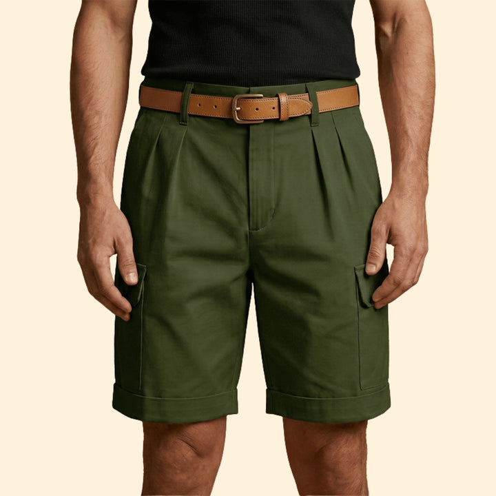 Men's Linen Blend Cargo Shorts with Belt