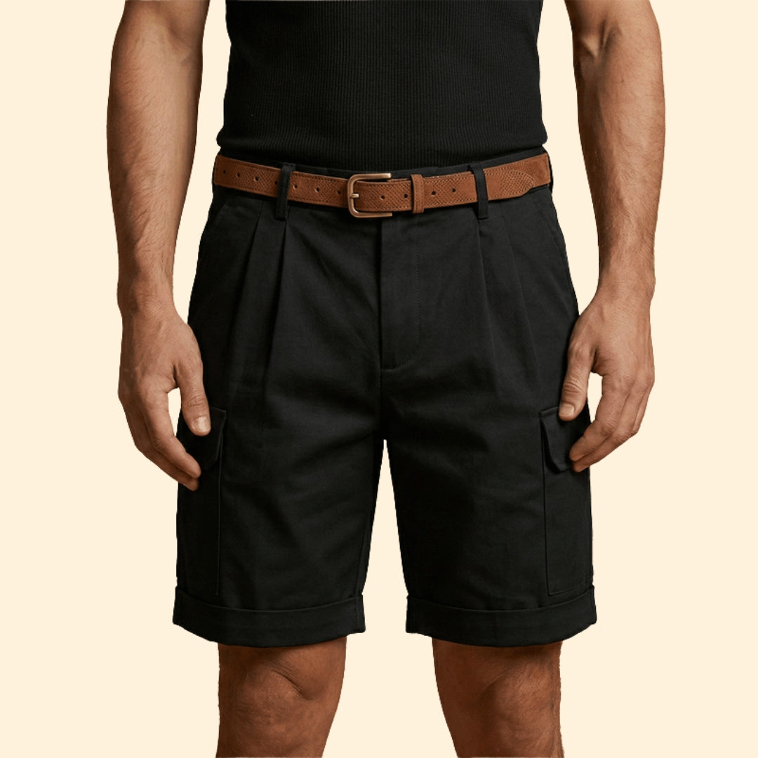 Men's Linen Blend Cargo Shorts with Belt
