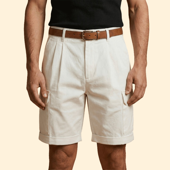 Men's Linen Blend Cargo Shorts with Belt