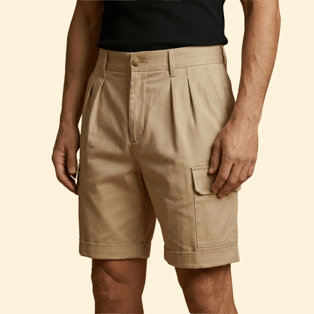 Men's Linen Blend Cargo Shorts with Belt