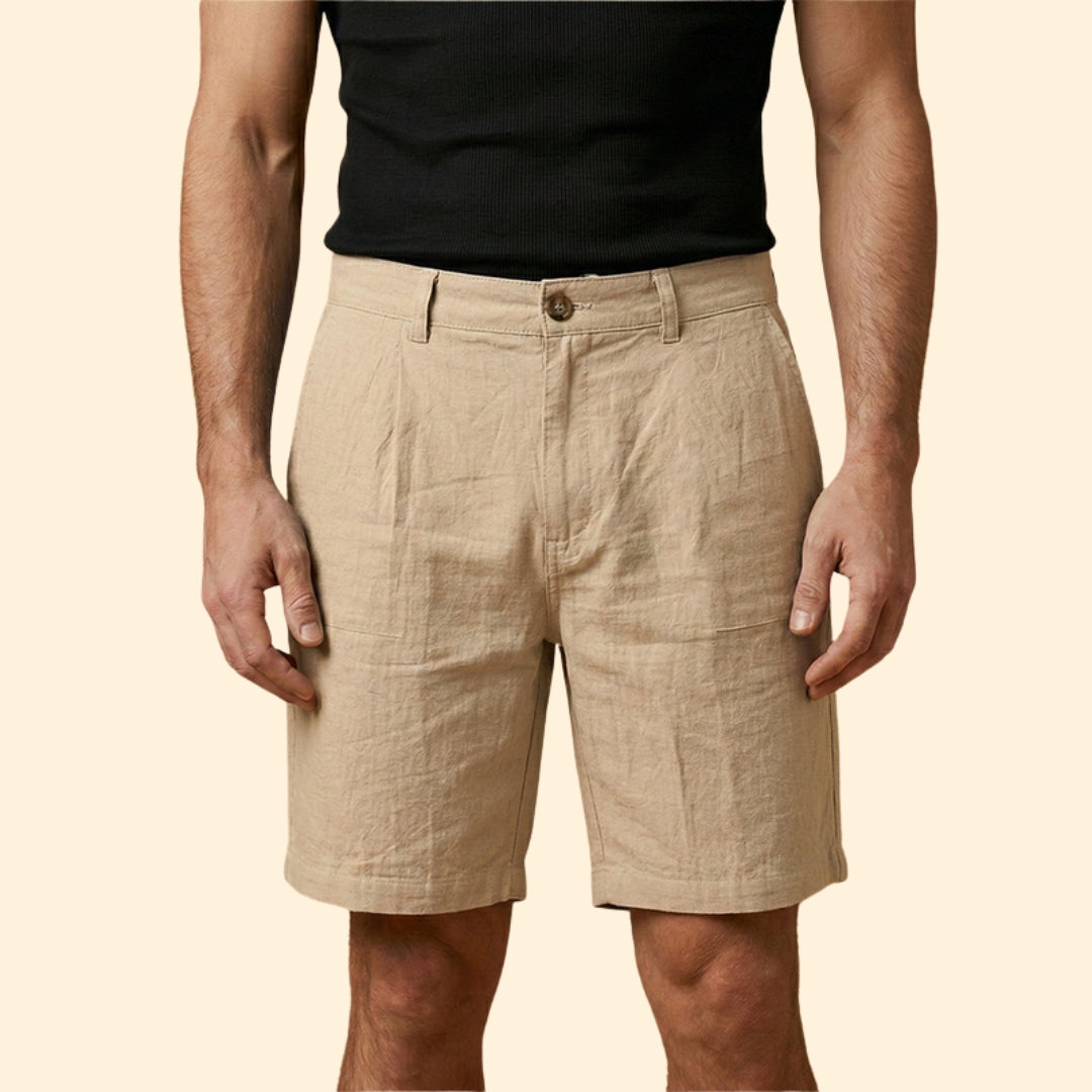 Men’s Linen Shorts with Button Fastening