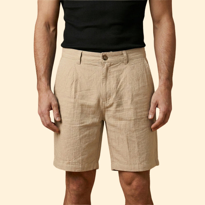 Men’s Linen Shorts with Button Fastening