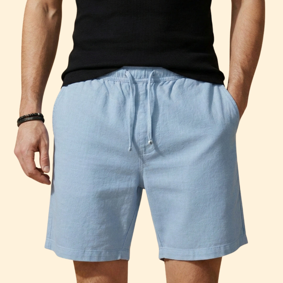Men's Linen Shorts with Drawstring Waistband