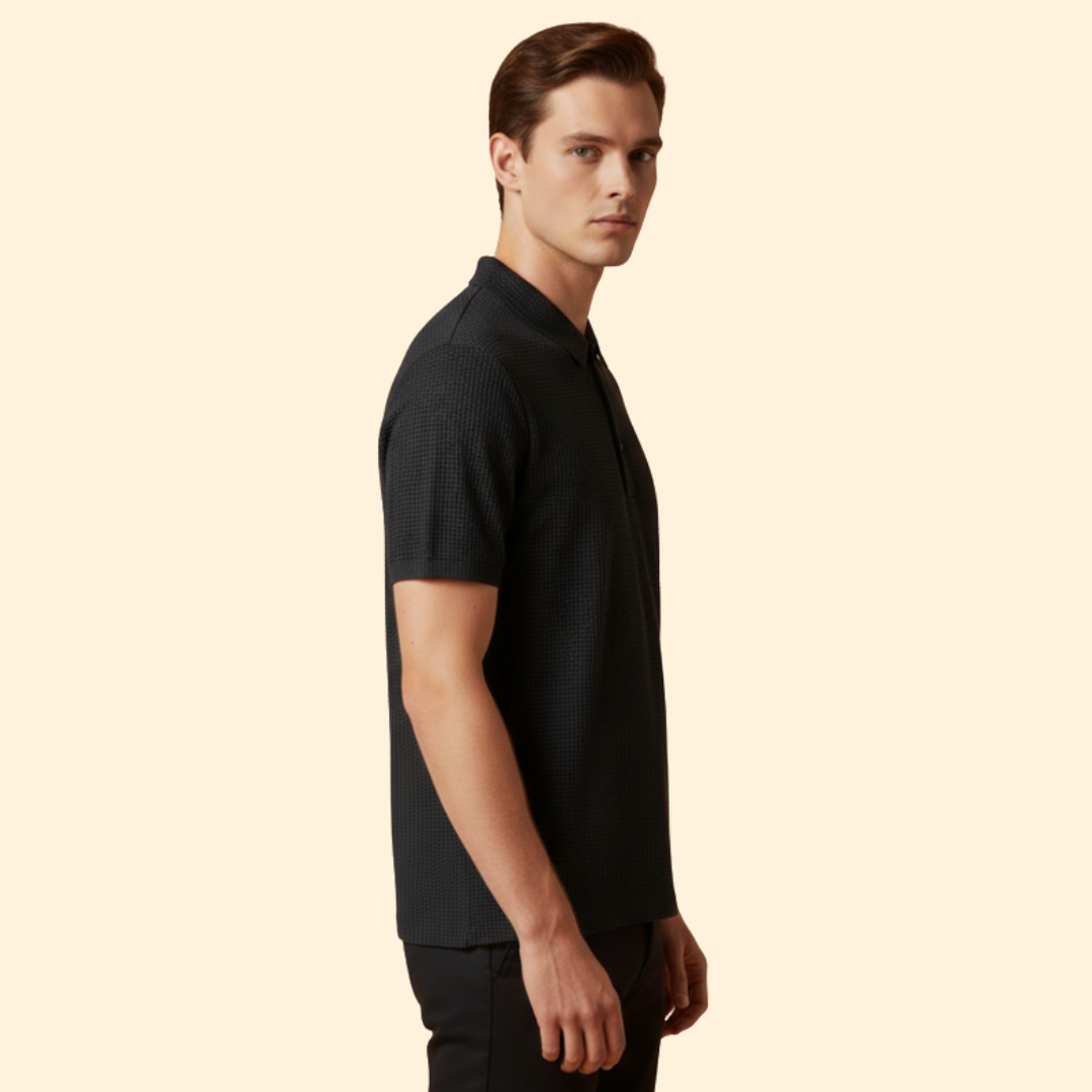 Men’s Long-Sleeve Polo Shirt with Classic Collar