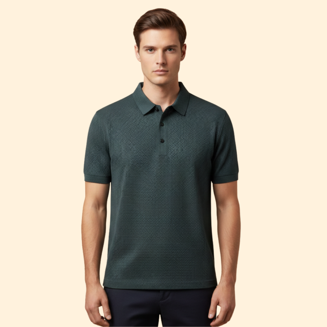Men’s Long-Sleeve Polo Shirt with Classic Collar