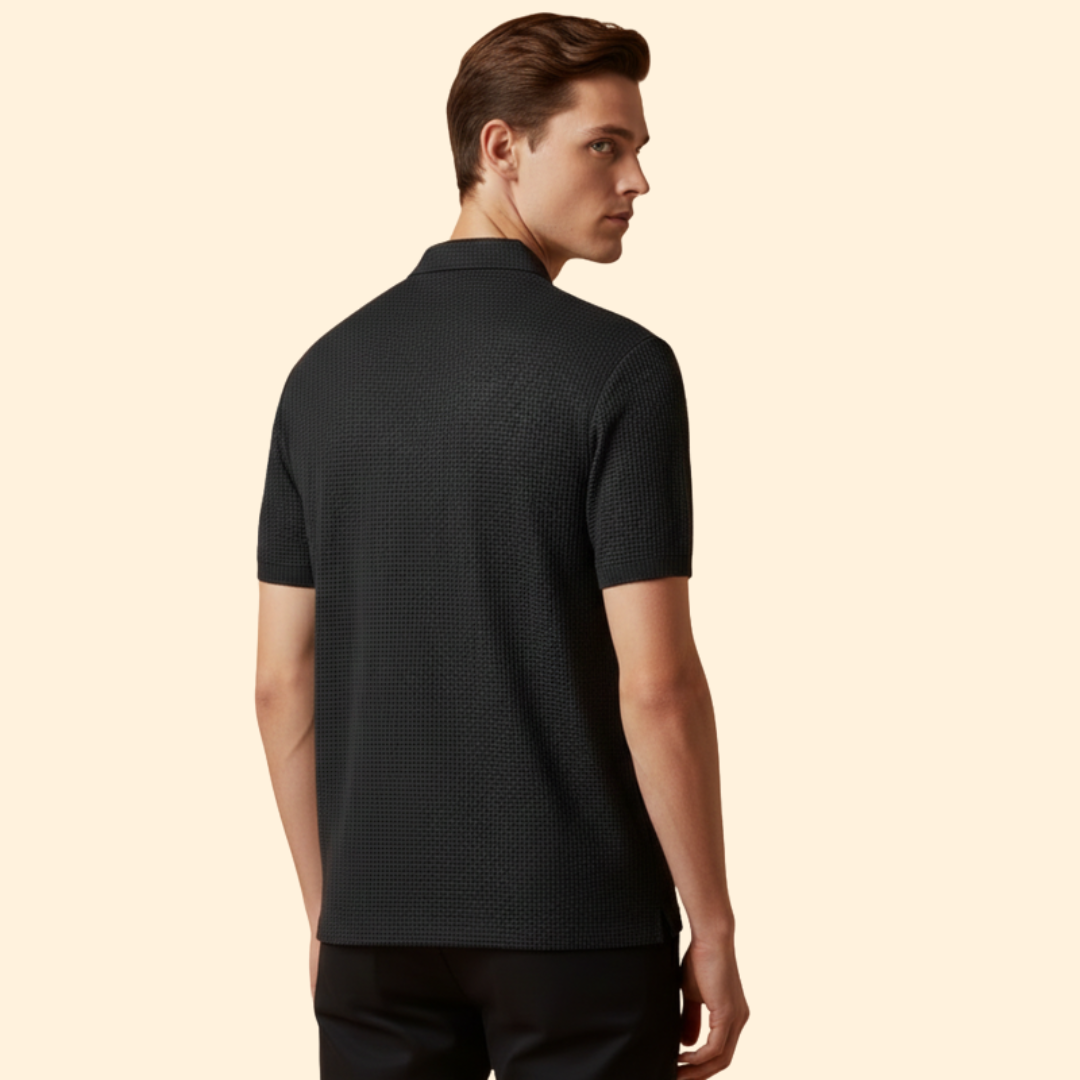 Men’s Long-Sleeve Polo Shirt with Classic Collar